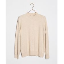 無染色カシミヤニット ハイネックフリルプルオーバー