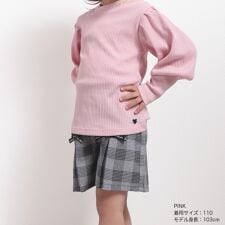 リボン編み上げモチーフ チェック柄キュロット