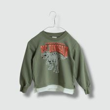 恐竜柄 裾フェイクレイヤード 裏毛トレーナー