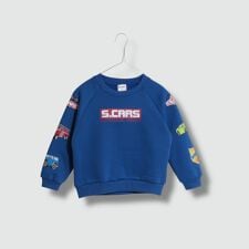 車プリント 裏起毛ラグラントレーナー