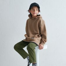 裾フェイクレイヤード オーバーサイズ 裏起毛フーディ