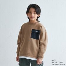 裾フェイクレイヤード 裏起毛トレーナー