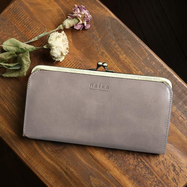 長財布 レディース がま口 薄い 本革 牛革 リアルレザー ギャルソン ナチュラル シンプル nafka ナフカ【NFK-72001】ブランド 人気 長財布 レディース 本革 がま口 ギャルソン 薄い 大容量 nafka ナフカ