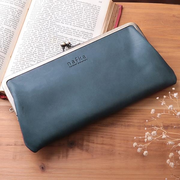 長財布 レディース 本革 がま口 ギャルソン 薄い 大容量 nafka ナフカ