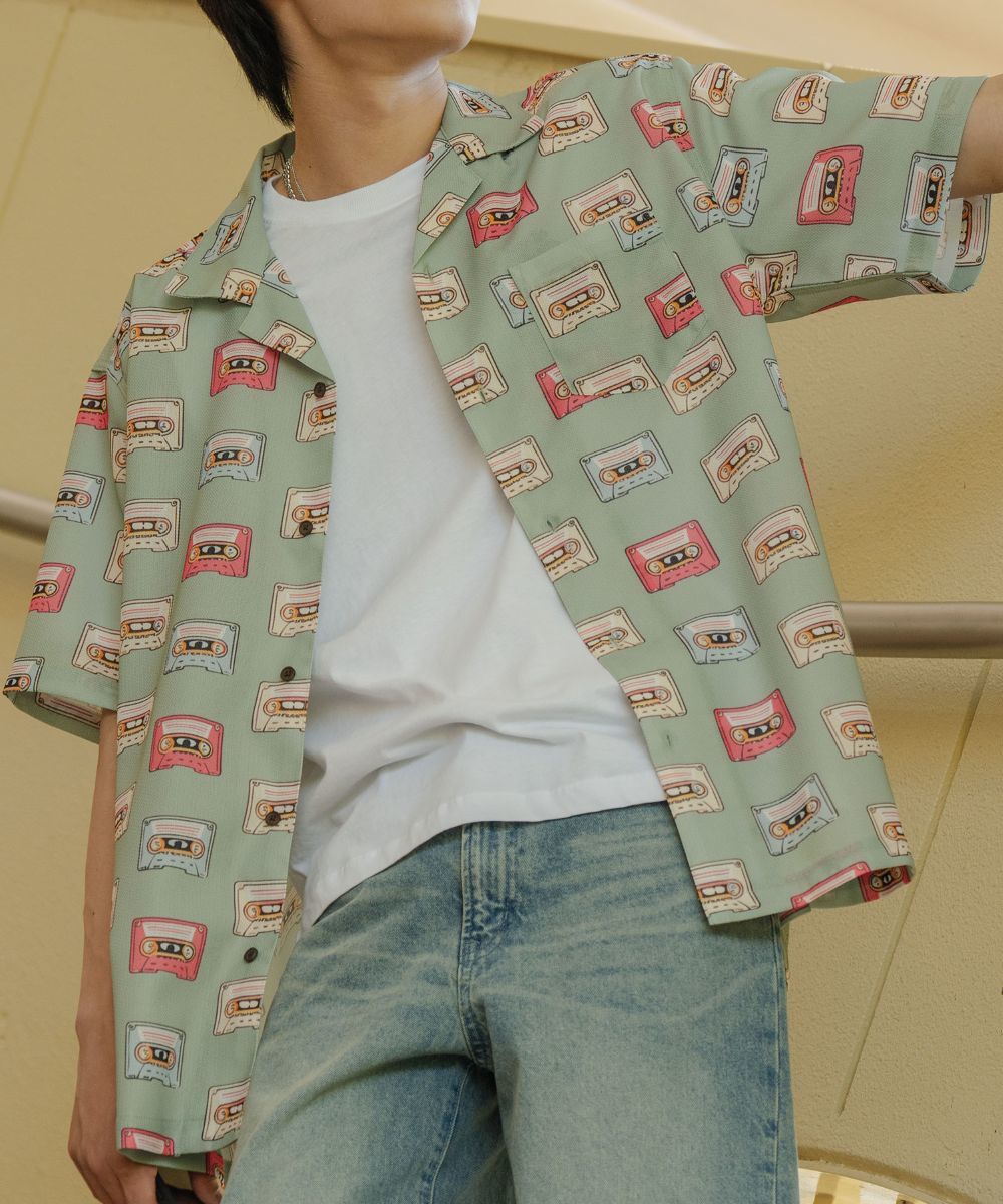 90sヴィンテージ古KANSAIMANカンサイマン　オープンカラーアロハシャツM 90s KANSAI YAMAMOTO オープンカラーシャツ 山本寛斎 名作