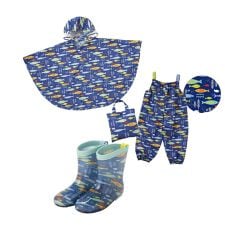 ラインドロップス(LINE DROPS)の【数量限定】kukkahippo　おさかな柄　ポンチョ・プレイウェア・レインブーツ