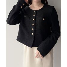 ミピアール(mipiarl)のmipiarl 　金釦ツイードノーカラーショートジャケット