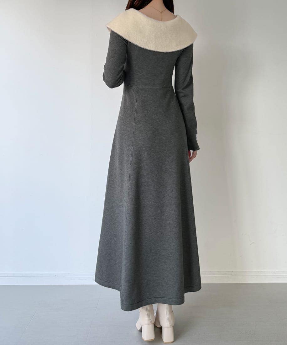 mipiarl クラシカルカラーフレアニットワンピース | ミピアール