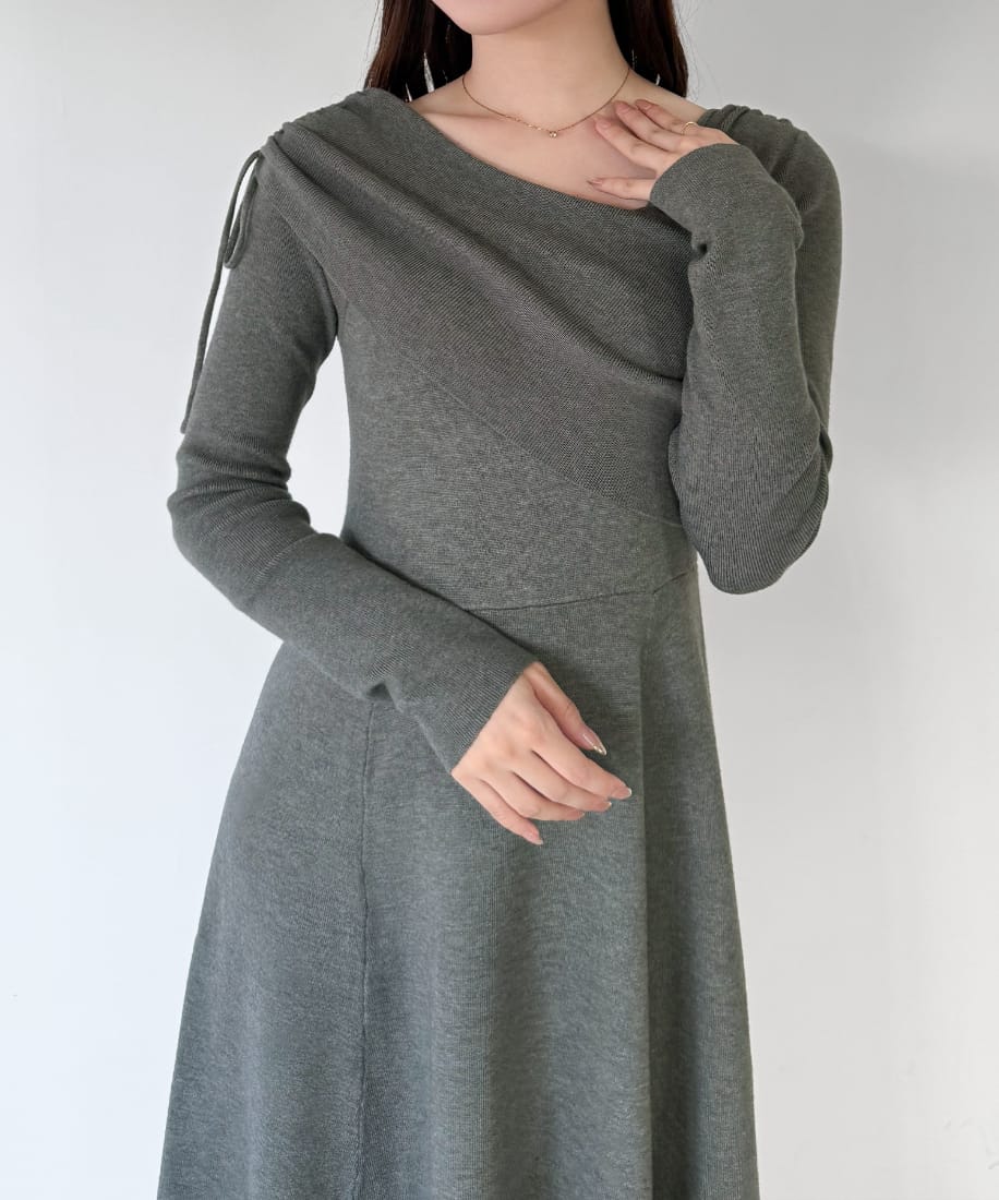 ミピアール（mipiarl）/mipiarl 　2wayネックドレープフレアニットワンピース mipiarl 2wayネックドレープフレアニットワンピース | ミピアール