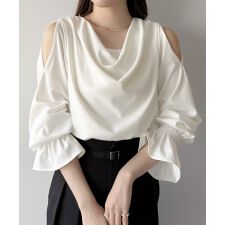 mipiarl 　キャンディースリーブドレープブラウス