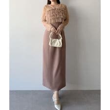 mipiarl 　チュールフリルブラウス＋IラインキャミワンピースSET