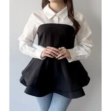 mipiarl 　シャツドッキングペプラムビスチェ