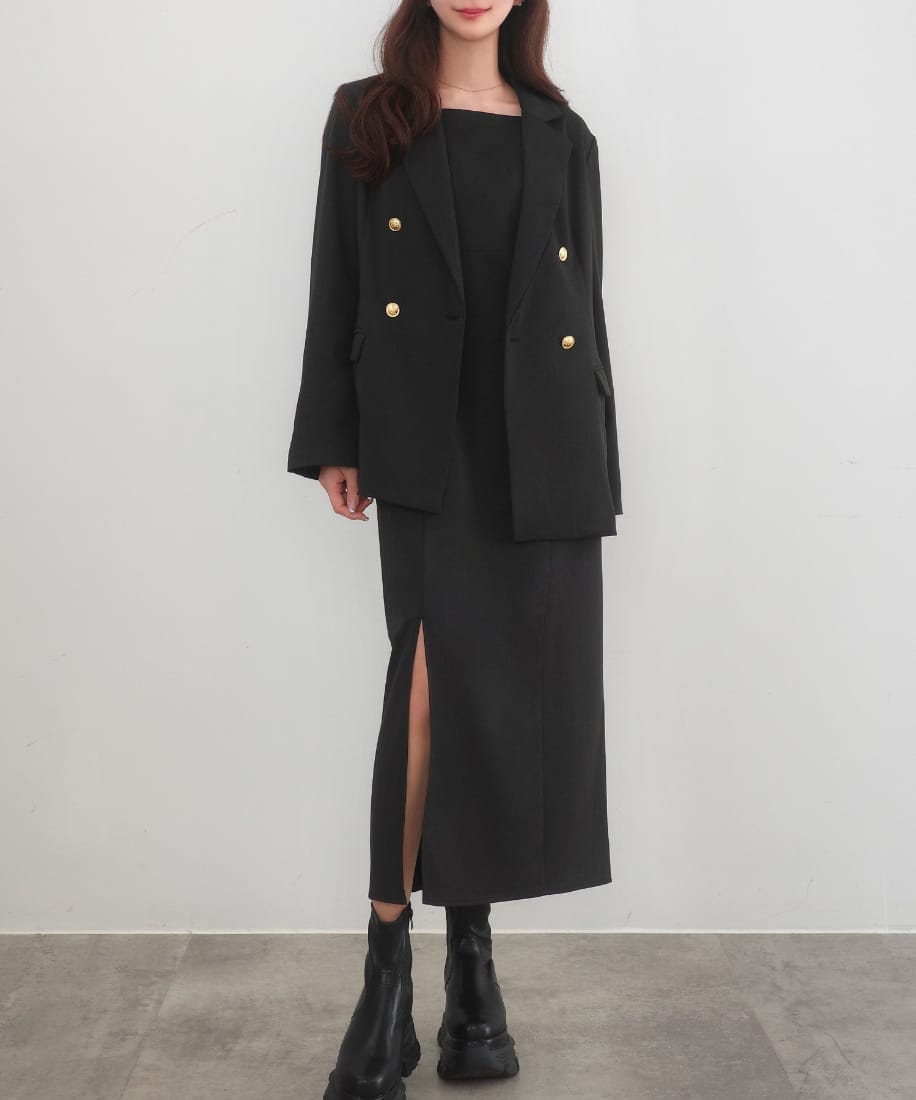 CENEA フロントギャザーシャギーニット＋ミニキャミワンピース