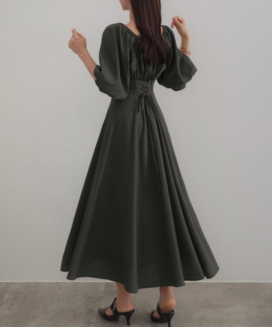 CENEA セネア　2wayリネン混フレアワンピース　ナチュラル　Lサイズ CENEA セネア 2wayリネン混フレアワンピース ナチュラル Lサイズ