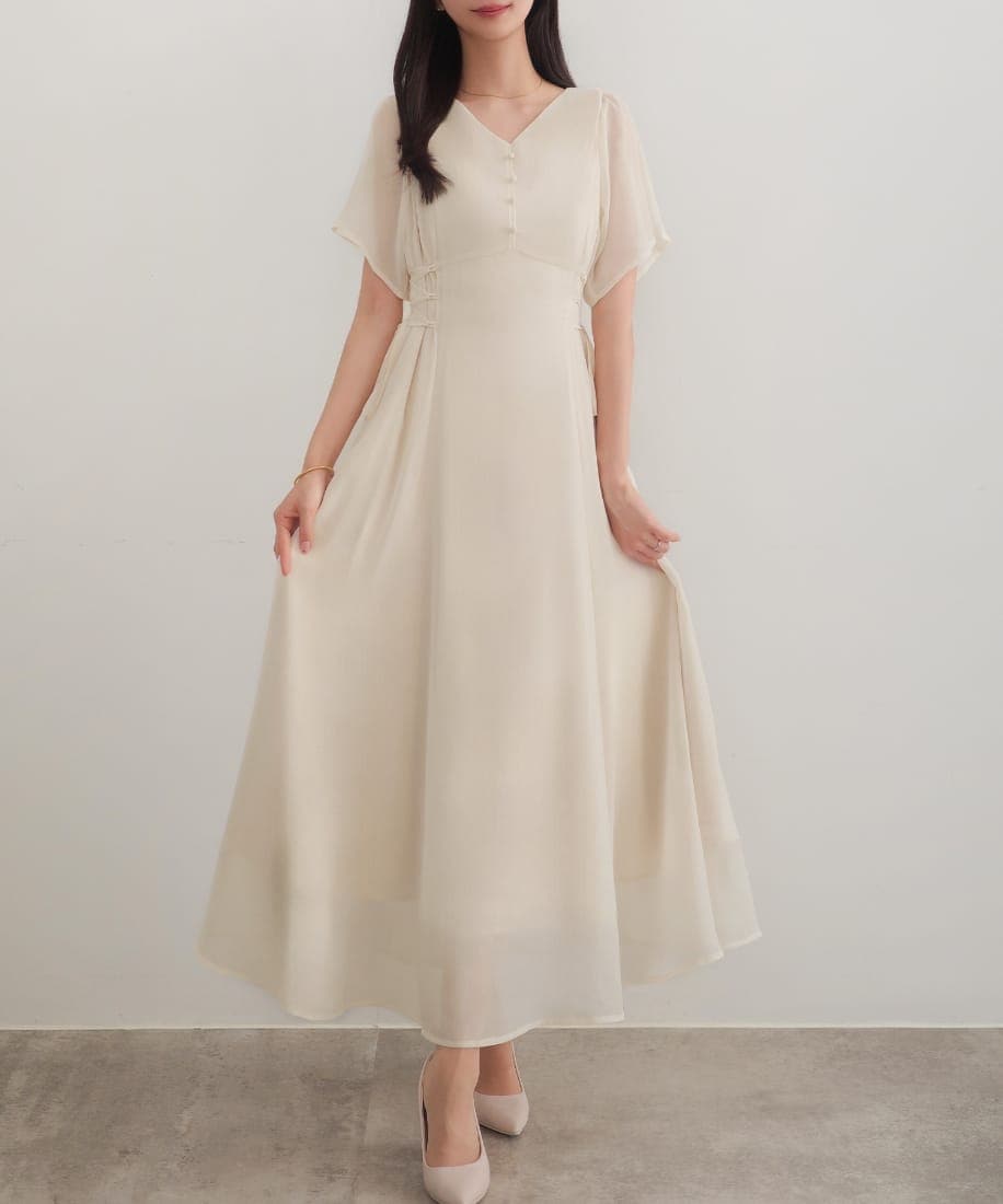 CENEA 2wayVネックシアーコルセットワンピース チャコールグレー M セネア CENEA CENEA 2wayVネックシアーコルセットワンピース