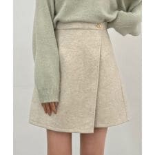 ウールライク金釦ラップスカパン