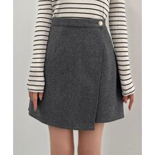 ウールライク金釦ラップスカパン