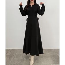 セネア(CENEA)のCENEA　キーネック裏起毛レースアップワンピース