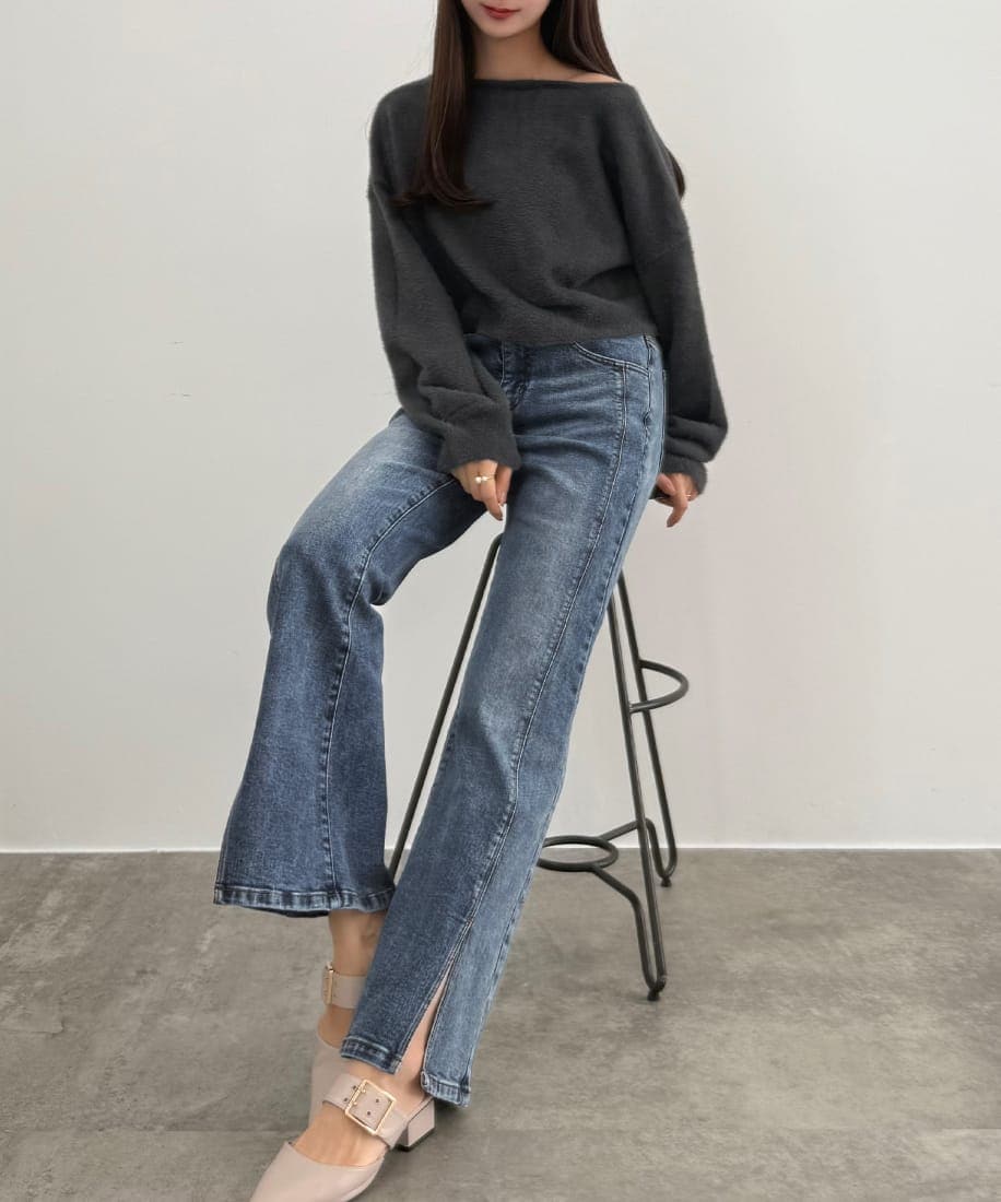 CENEA フロントギャザーシャギーニット＋ミニキャミワンピース