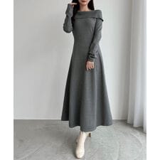 セネア(CENEA)のCENEA　オフショル風スクエアネックロングニットワンピ