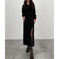 CENEA　裏起毛裾ファスナーIラインワンピース