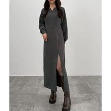 CENEA　裏起毛裾ファスナーIラインワンピース