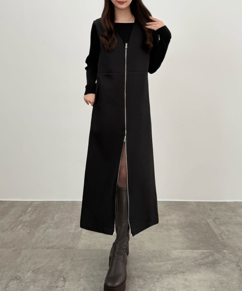 CENEA スパンコールショートニット＋ティアードキャミワンピース