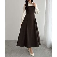 シャツドッキングフレアワンピース