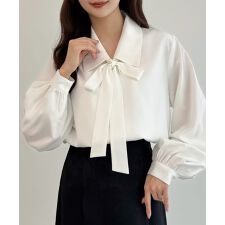 CENEA　【リボン取り外し可能】ボウタイブラウス