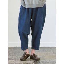 綿麻デニムテーパードパンツ【M～3L】 【大きいサイズ】