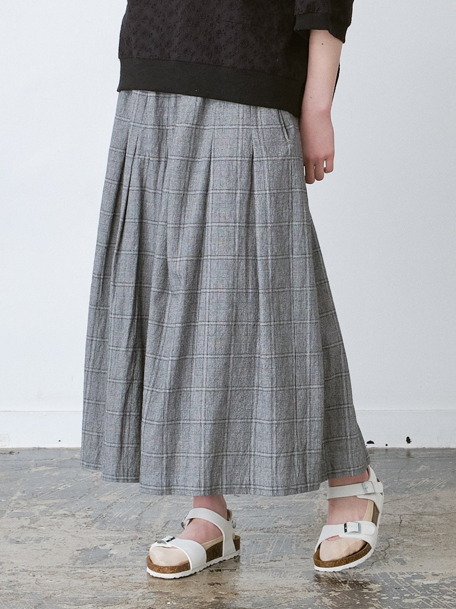 コットンリネングレンチェックガウチョパンツ【M～3L】 【大きいサイズ