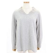 綿天竺衿レースTシャツ 5色展開　【M～3L】 【大きいサイズ】