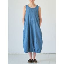 6ozスラブデニムバルーンワンピース 【M～3L】 【大きいサイズ】