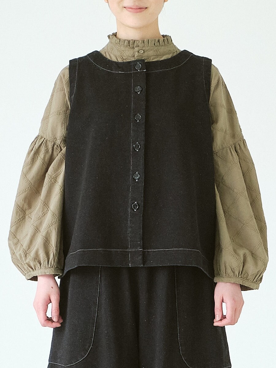 C/Pu裏毛ニットデニムベスト 【M～3L】 【大きいサイズ】