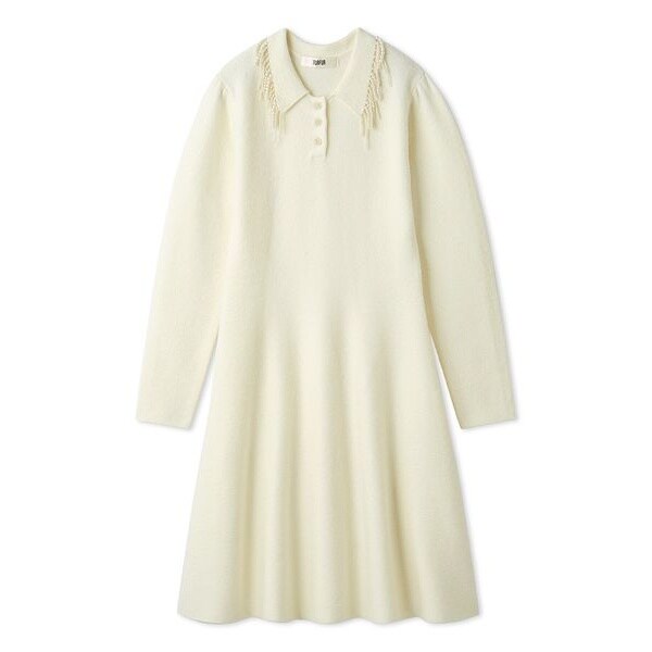 パールフリンジ衿ニットワンピース　FURFUR パールフリンジニットワンピース | ファーファー(FURFUR) | マルイ