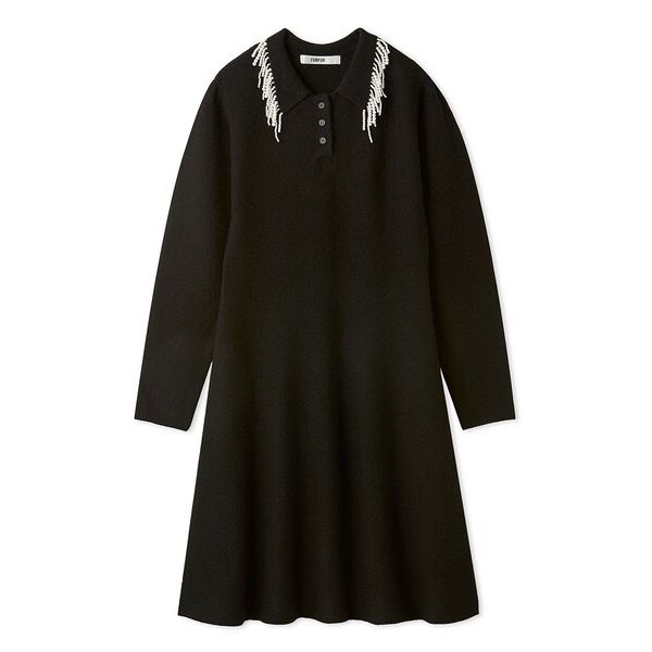 パールフリンジ衿ニットワンピース　FURFUR パールフリンジニットワンピース | ファーファー(FURFUR) | マルイ
