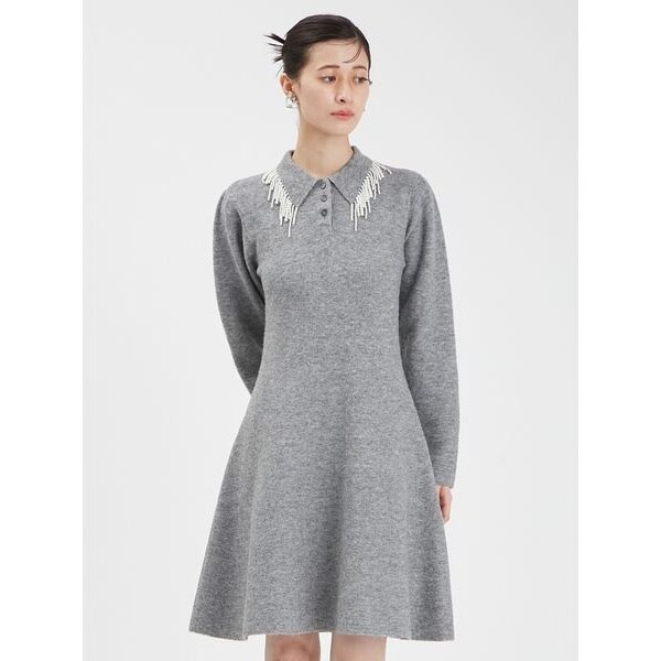 パールフリンジ衿ニットワンピース　FURFUR パールフリンジニットワンピース | ファーファー(FURFUR) | マルイ