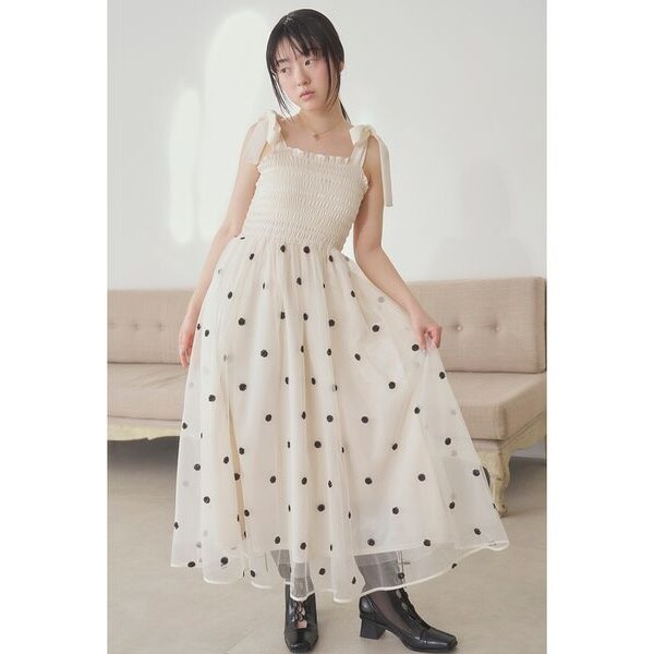 FURFUR ドットスパンコール刺繍ワンピース FURFUR ワンピース ドットスパンコール刺繍ワンピース