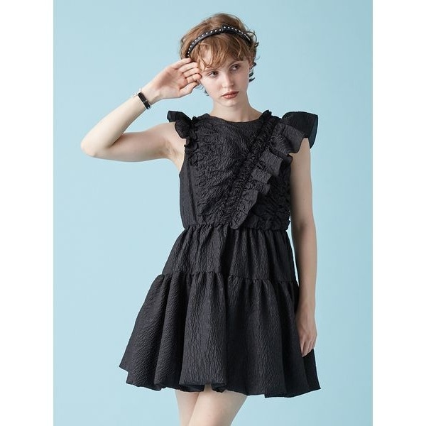 ADAM ET ROPE' アダムエロペ ハケプリントワンピース ブラック ハケプリントワンピース | アダムエロペ(ADAM ET ROPE