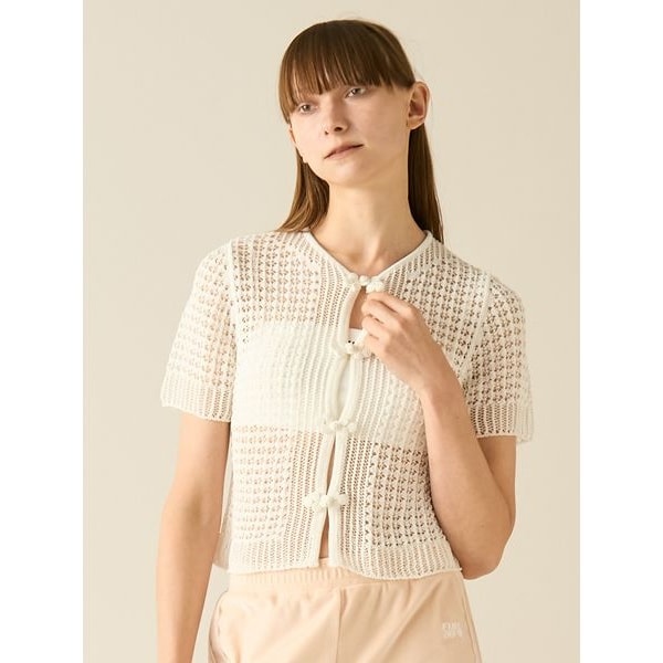 二枚重ね透かし編みニットトップス | オードリーアンドジョンワッド