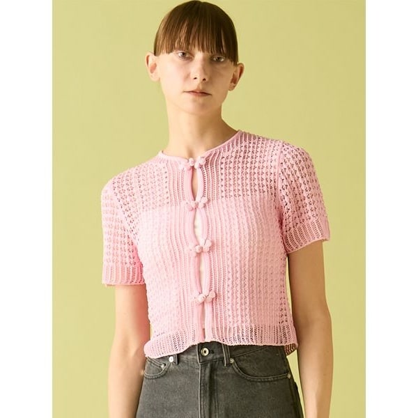 トップス Pot French Sleeve Knit BIAS RIB LOOSE KNIT TOPS/バイアスリブルーズニットトップス