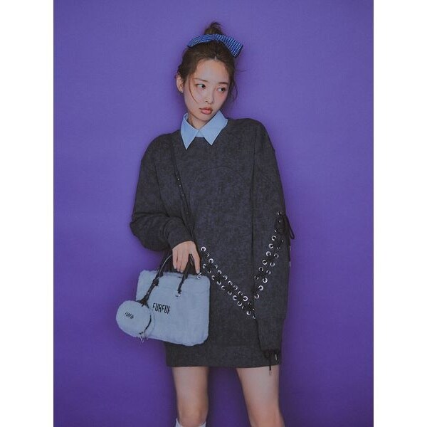 ハートレースアップスウェットワンピース | ファーファー(FURFUR