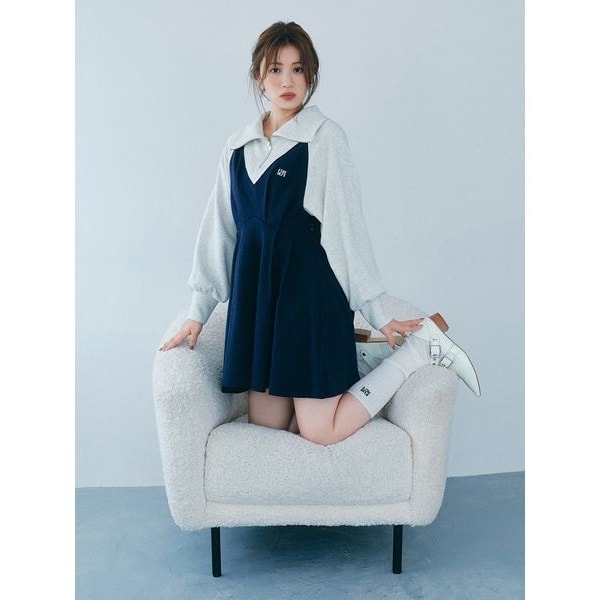 アダムエロペ ブラッシュプリントフレアワンピース 美品！ ADAM ET ROPE'（アダムエロペ）の「ブラッシュプリントフレア