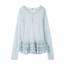 裾フリルジャージートップス