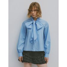 ビジュー付きボウタイブラウス