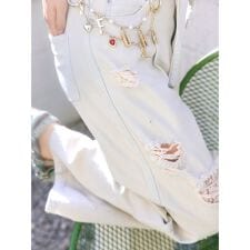 【新色追加】レースクラッシュデニムパンツ