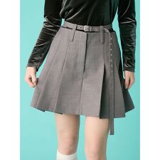 ベルト付きタックミニスカート