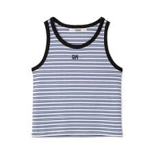 ロゴ刺繍ボーダータンクトップ