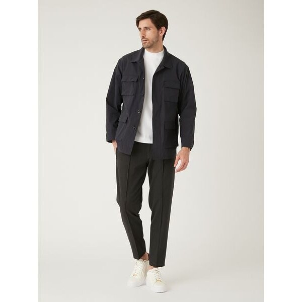 最終価格！新品未使用AOUREマッドシャイン４パッチシャツアウターネイビーL マッドシャイン4パッチシャツアウター(ブルゾン)｜アウター｜AOURE