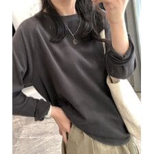 ラグランスリーブコットンロングTシャツ